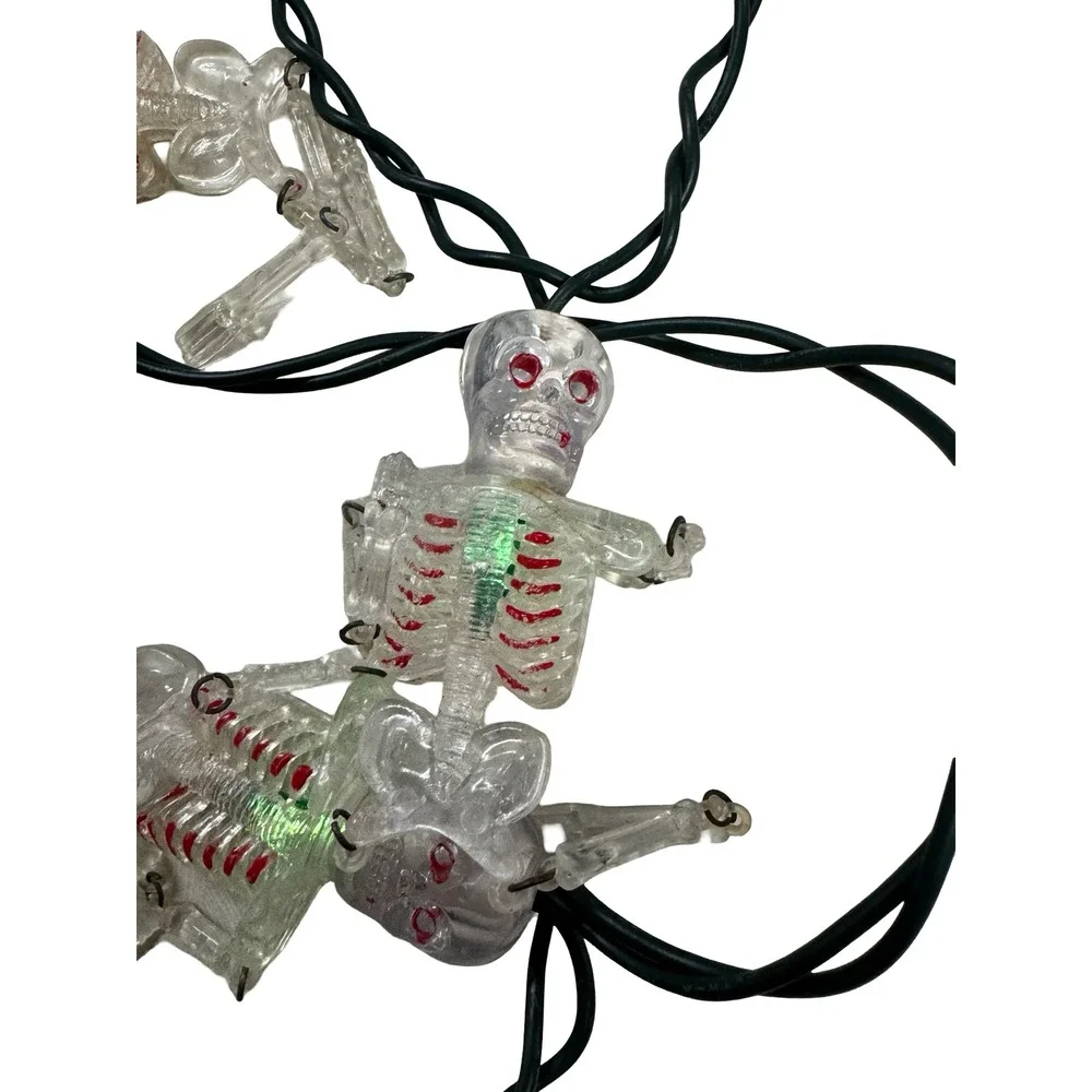 Vintage Halloween Skeleton String Lights Green Glowing Indoor Decor RX003-1